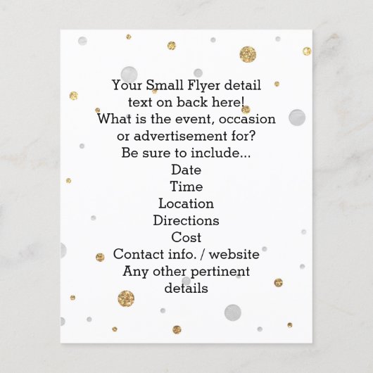 Gold Foil Glitter Confetti Gradution Party Custom Flyer (Achterkant)