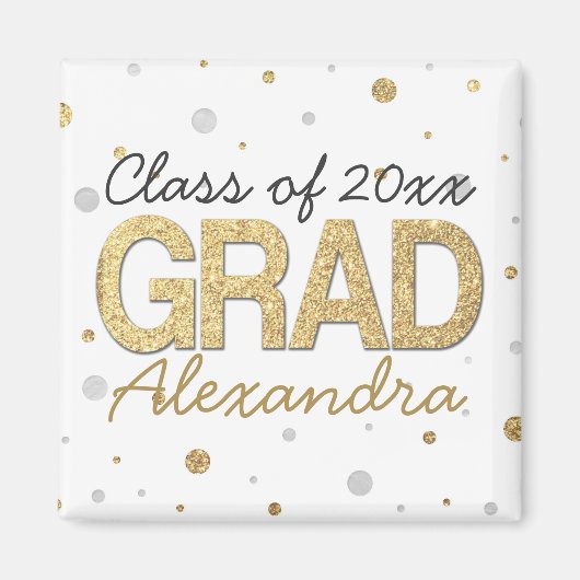Gold Foil Glitter Confetti Gradution Party Custom Magneet (Voorkant)