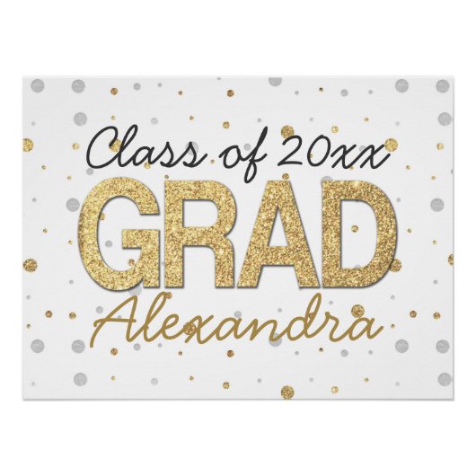 Gold Foil Glitter Confetti Gradution Party Custom Perfect Poster (Voorkant)