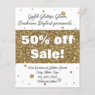 Gold Foil Glitter Confetti Salon/Advertisement Flyer