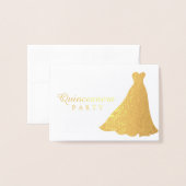 Gold Foil Gold Gown robe Quinceanera Invitation (Devant avec enveloppe)