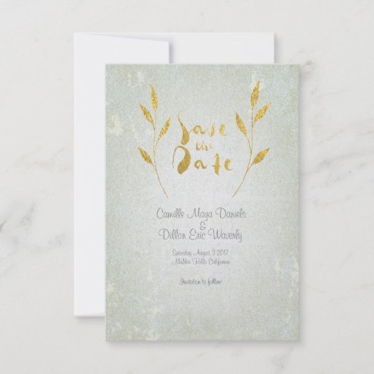 Gold Foil Gold Leaf-effect Save-the-Date Wedding Save The Date (Voorkant)
