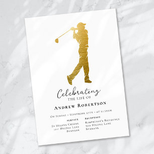 Gold Foil Golfer begrafenis Kaart