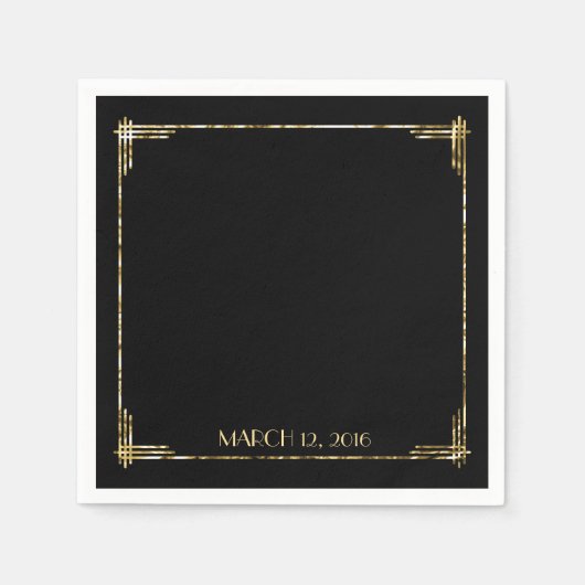 Gold Foil Great Gatsby Art Deco Cocktail Napkins Servetten (Voorkant)