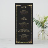 Gold Foil Great Gatsby Art Déco Menu Mariage (Debout devant)