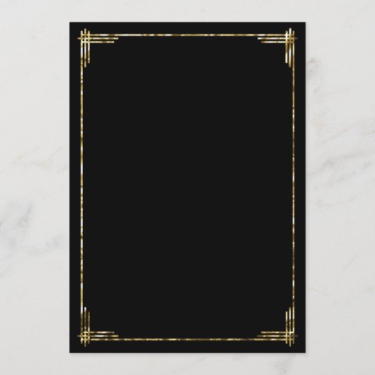 Gold Foil Great Gatsby Art Déco Menu Mariage (Dos)