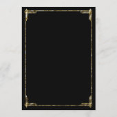 Gold Foil Great Gatsby Art Déco Menu Mariage Noir (Dos)