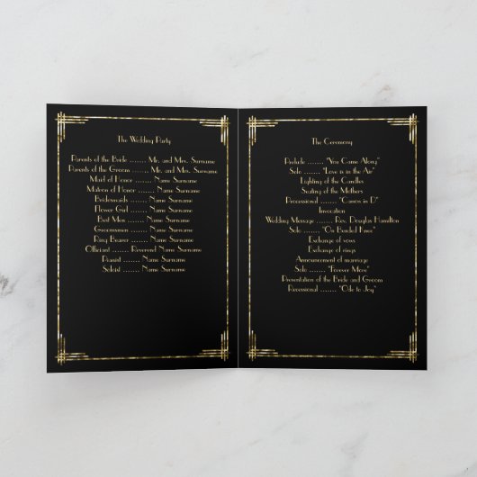 Gold Foil Great Gatsby Art Déco Programmes de mari (Intérieur)