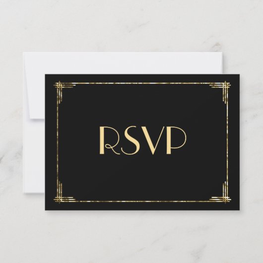 Gold Foil Great Gatsby Art Deco Wedding Cartes RSV (Dos)