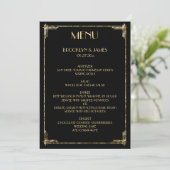 Gold Foil Great Gatsby Art Deco Wedding Menu (Staand voorkant)