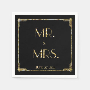 Gold Foil Great Gatsby Art Deco Wedding Napkins Servetten