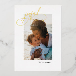 Gold Foil Handwriting Joyful Holiday Carte photo