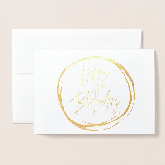 Gold Foil Happy Birthday Kaart (Voorkant met envelop)