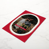 Gold Foil Happy Holidays Red Oval Frame Carte phot (Rotation)