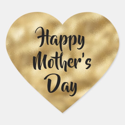 Gold Foil Happy Mère's Day Heart Sticker (Devant)