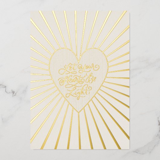 Gold Foil Hart Kerstvakantie Groet Kaart (Voorkant)