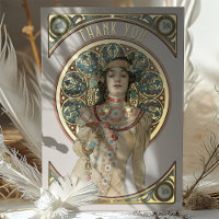 Gold Foil Hartelijk dank Art Nouveau Mucha