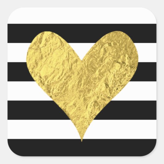 Gold Foil Heart Vierkante Sticker (Voorkant)