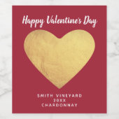 Gold Foil Heart Wijn Etiket (Enkel label)