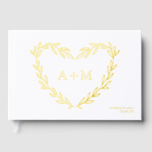 Gold Foil Heart Wreath 2 Mariage Monogramme initia (Recto)