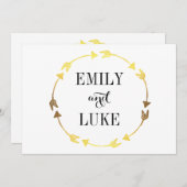 Gold Foil Heart Wreath Romantic Verloving Kaart (Voorkant / Achterkant)