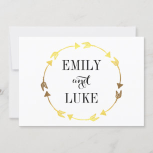 Gold Foil Heart Wreath Romantic Verloving Kaart