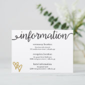 Gold Foil Hearts Carte d'information papier Kraft (Debout devant)