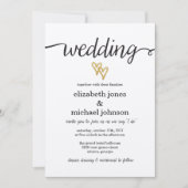 Gold Foil Hearts Kraft Faire-part de mariage en pa (Devant)