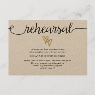 Gold Foil Hearts Kraft Paper Repetitie Kaart