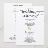 Gold Foil Hearts Kraft Paper Wedding Programme Programma (Voorkant / Achterkant)