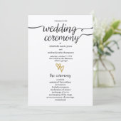 Gold Foil Hearts Kraft Paper Wedding Programme Programma (Staand voorkant)