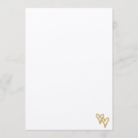 Gold Foil Hearts Kraft Papier Mariage Menu (Dos)