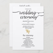 Gold Foil Hearts Kraft Programme de mariage en pap (Devant / Derrière)