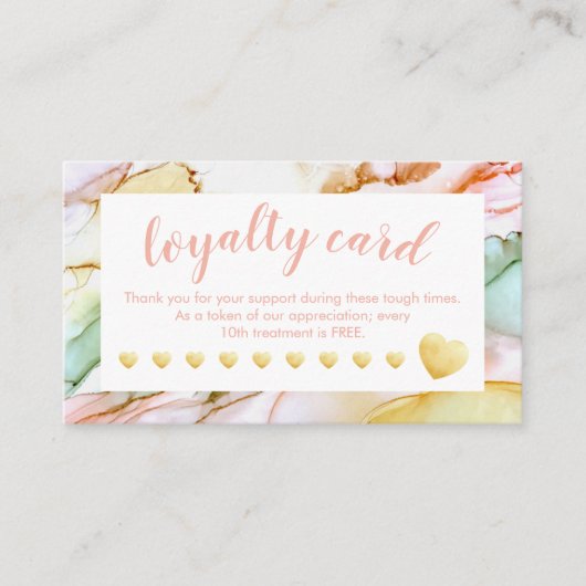 Gold Foil Hearts Pastel Abstract Salon Klantenkaartje (Voorkant)