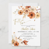 Gold Foil Herfst in Love Cream Pumpkin Vrijgezelle Kaart (Voorkant)