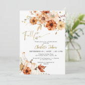 Gold Foil Herfst in Love Cream Pumpkin Vrijgezelle Kaart (Staand voorkant)