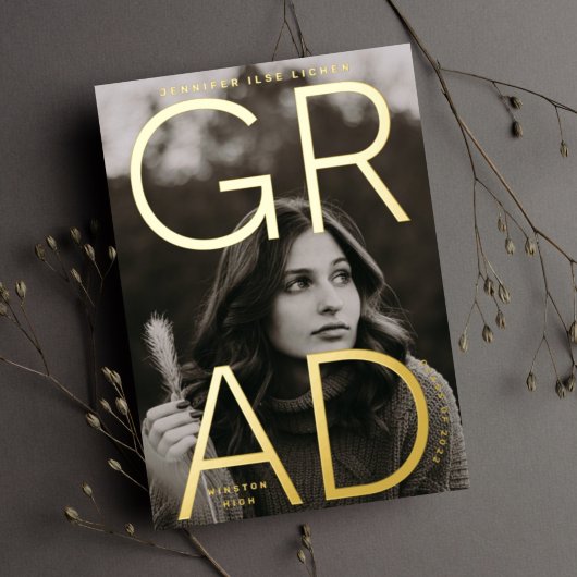 Gold Foil High School GRAD | Faire-part photo