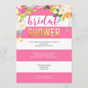 Gold Foil Hot Pink Floral Vrijgezellenfeest Kaart