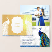 Gold Foil Indian Peacock Photo Faire-part de maria (Affichage)