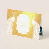 Gold Foil Indian Peacock Photo Faire-part de maria (Devant)