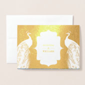 Gold Foil Indian Peacock Photo Faire-part de maria (Devant avec enveloppe)