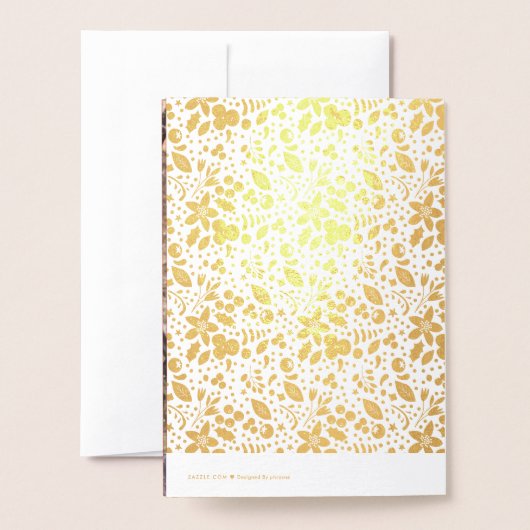 Gold Foil Jolie Vacances Carte de voeux photo (Derrière avec enveloppe)
