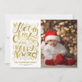 Gold Foil Joyeux Noël Bonne année Carte (Devant)