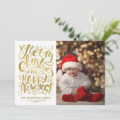 Gold Foil Joyeux Noël Bonne année Carte (Debout devant)