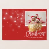 Gold Foil Joyeux Noël Snowflake Carte photo (Intérieur)