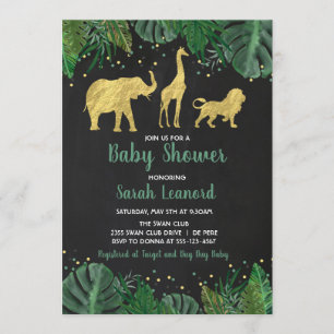 Gold Foil Jungle Safari Invitation de douche anima