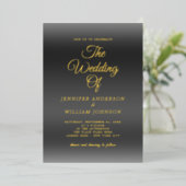 Gold Foil kalligrafie Elegant Simple Black Folie Uitnodiging (Staand Voorkant)