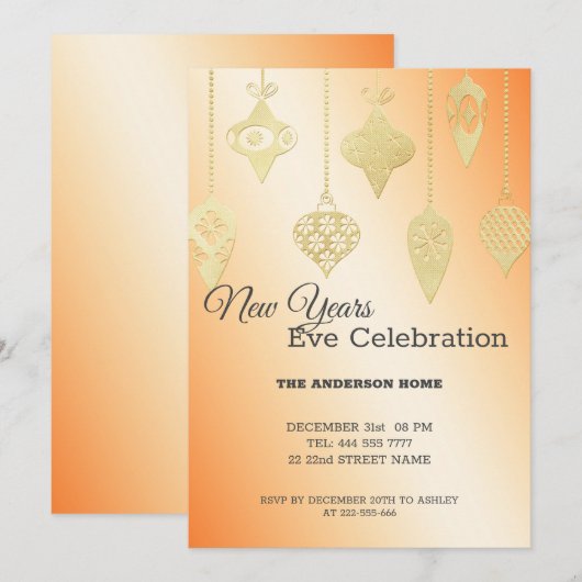 Gold Foil kerstballen Kaart (Voorkant / Achterkant)