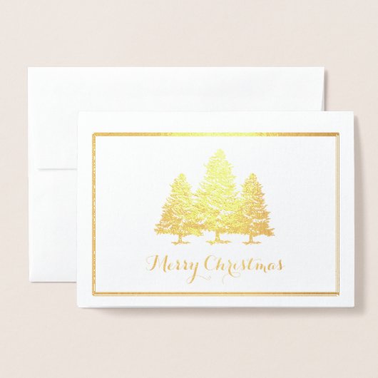 Gold Foil Kerstbomen Vrolijke kerst Kaart (Voorkant met envelop)