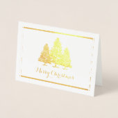 Gold Foil Kerstbomen Vrolijke kerst Kaart (Voorkant)